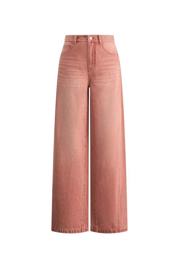 Sylvie Dusty Pink Curved Jeans in Cotton Denim